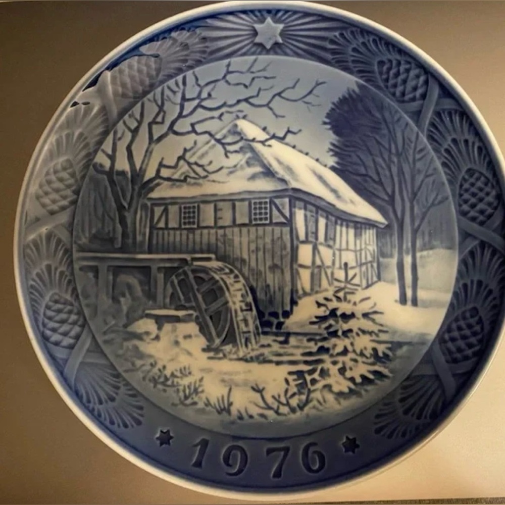 Royal Copenhagen 1976 Vibaek Water Mill Plate Beautiful Vintage